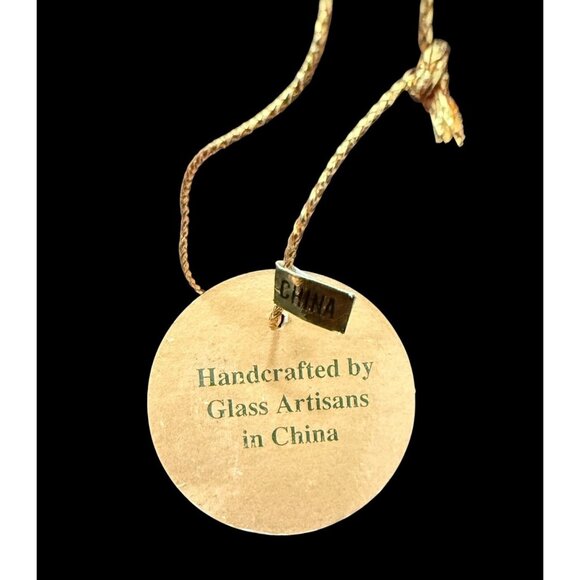 Handcrafted Iridescent Blown Glass Artisan Finial Teardrop Champagne Ornament - Picture 5 of 6